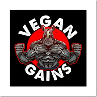 Vegan Gym Workout Rhno Vegetarian Posters and Art